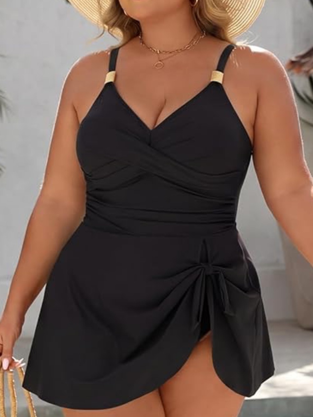 NWOT One Piece Tummy Control Bathing Suit Tie Knot Swim Dress Swimsuit